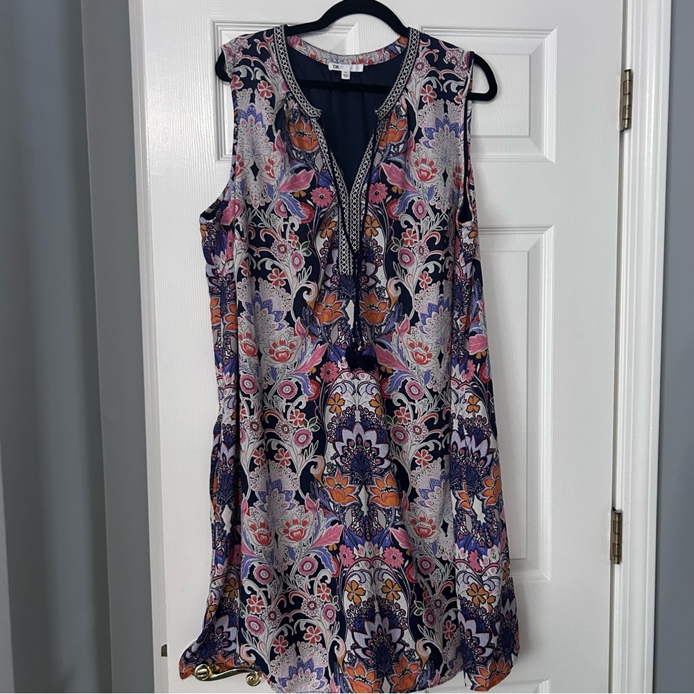DR2 Daniel Rain Sleeveless Floral Paisley Plus Size Dress XXL 2X